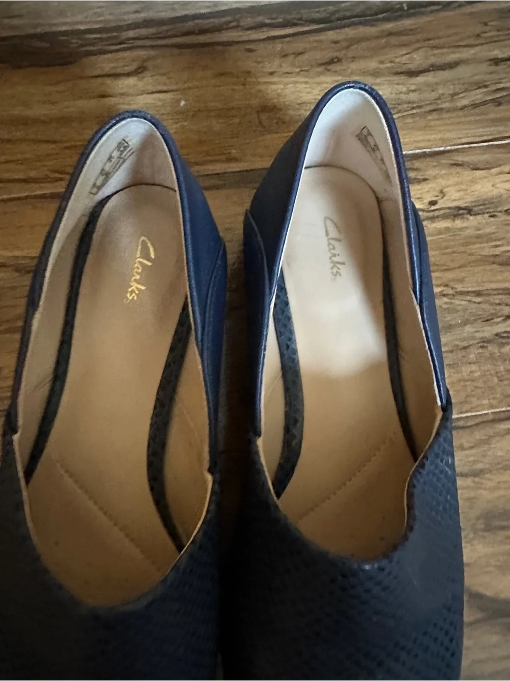 Clarks Navy Slip-On Textured Loafers